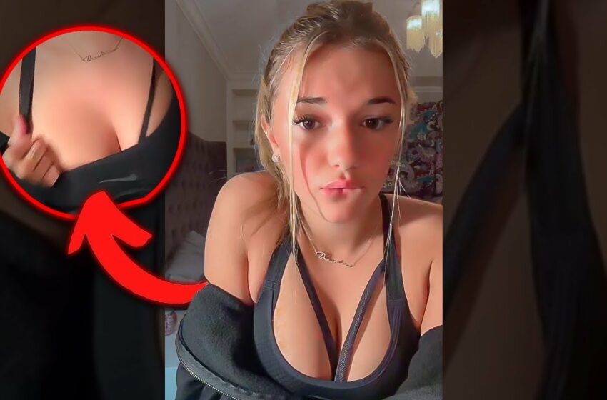  Video : Breckie Hill tries to Cut her BRA Bands Off