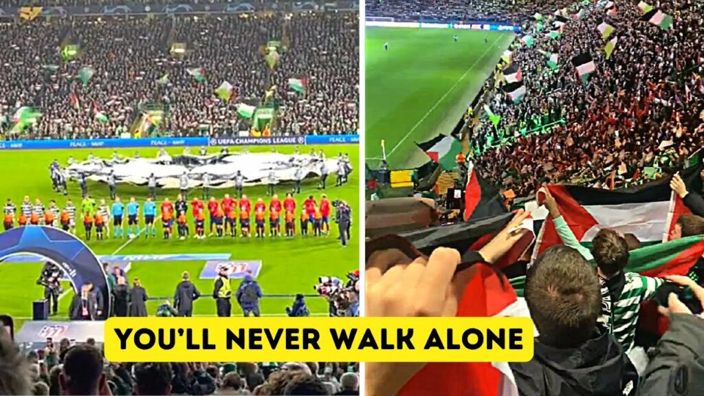 celtic fans sing youll never wal