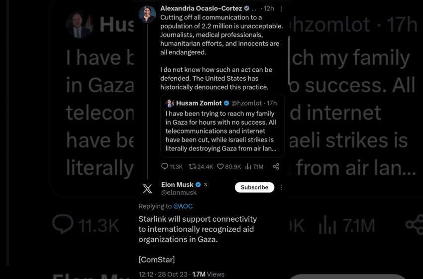  Elon musk provide starlink in gaza
