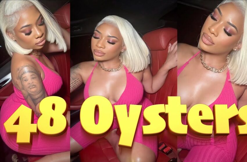  Woman eating 48 oysters full video