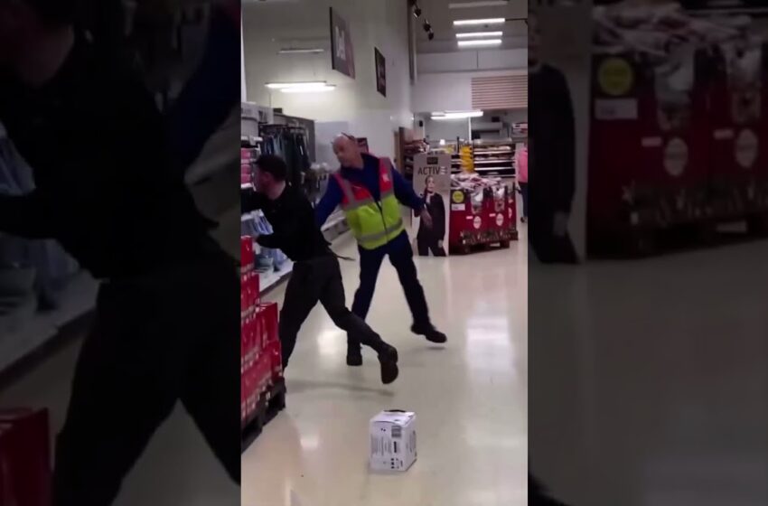  Video of Tesco customer forced to intervene after security guard attacked