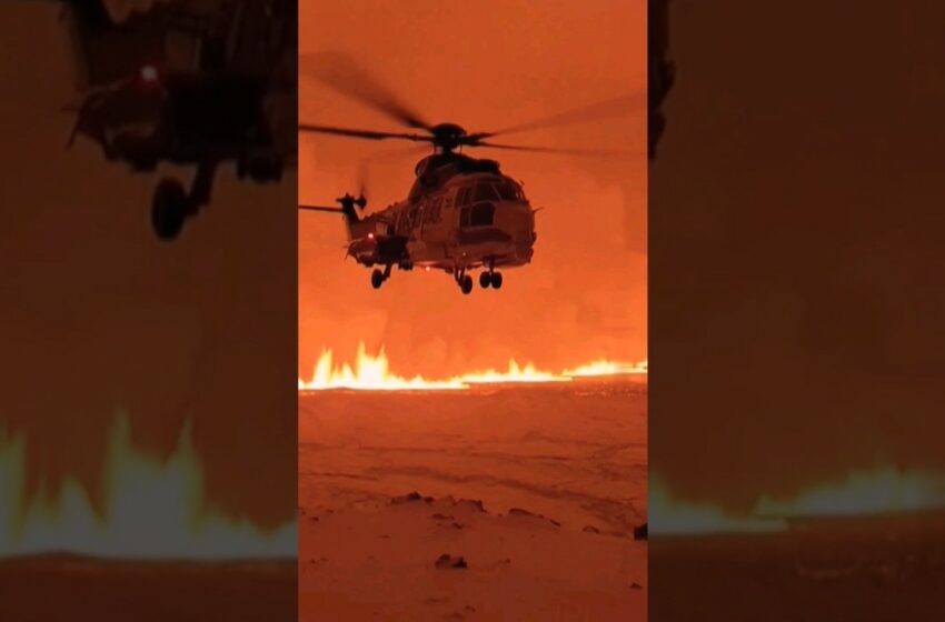  Video : Helicopter over Iceland volcano eruption