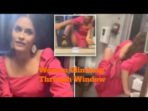  woman falls through window video