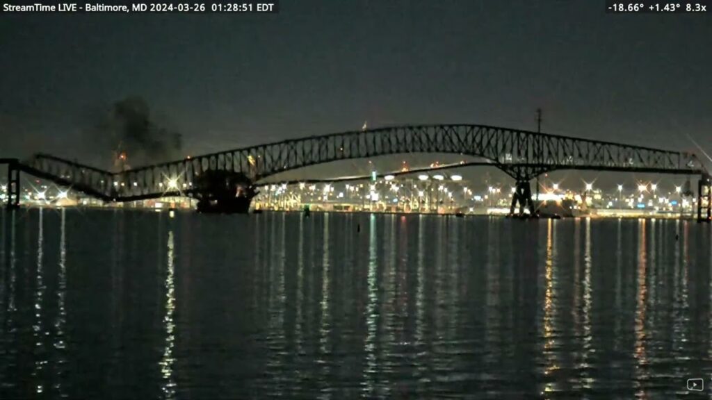 balvideo timore key bridge colla Video : baltimore Key Bridge Collapses After Struck By Ship