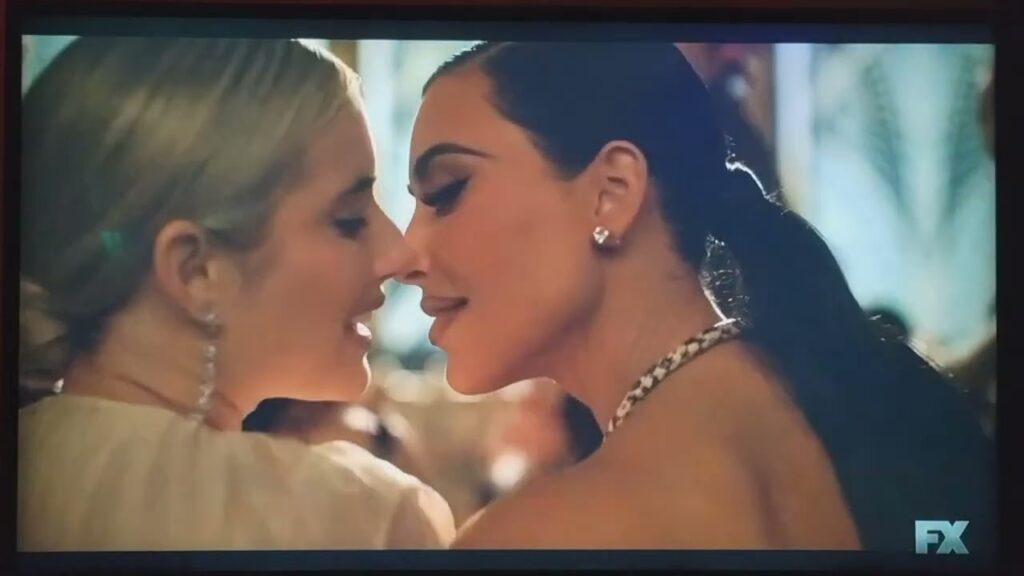 kim kardashian kisses emma rober american horror story video