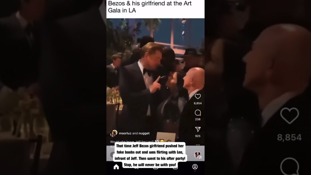 jeff bezos fiancee lauren sanche Jeff Bezos fiancée Lauren Sánchez reaction to meeting Leonardo DiCaprio went viral for how awkward it is