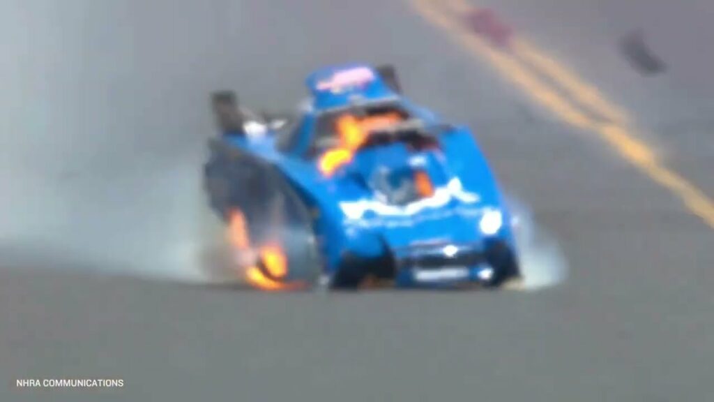 john force crash video