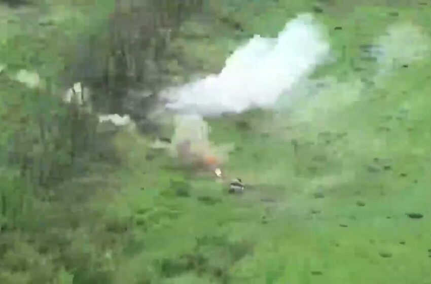  Ukrainian tank blasts Russians hiding in wood before soldiers leap out and launch grenade blitz