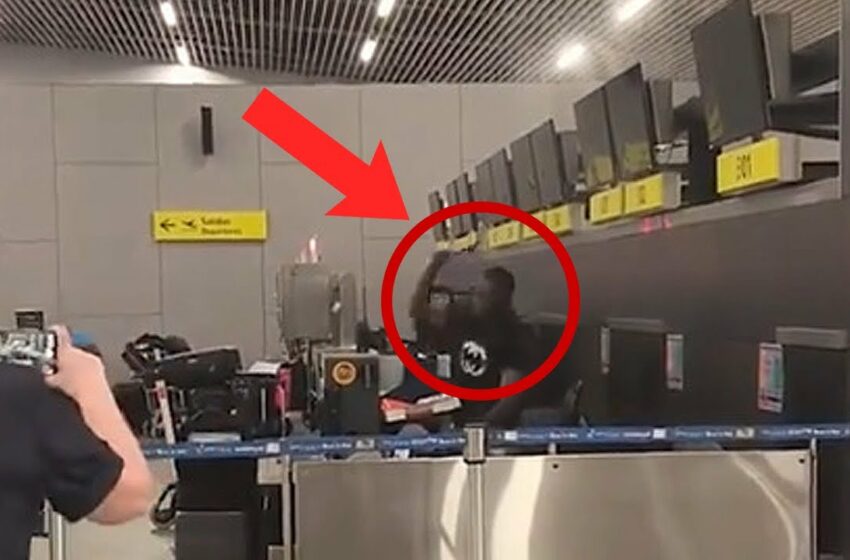  Video of Passenger destroys American Airlines counter with hammer after scammer sold him fake ticket