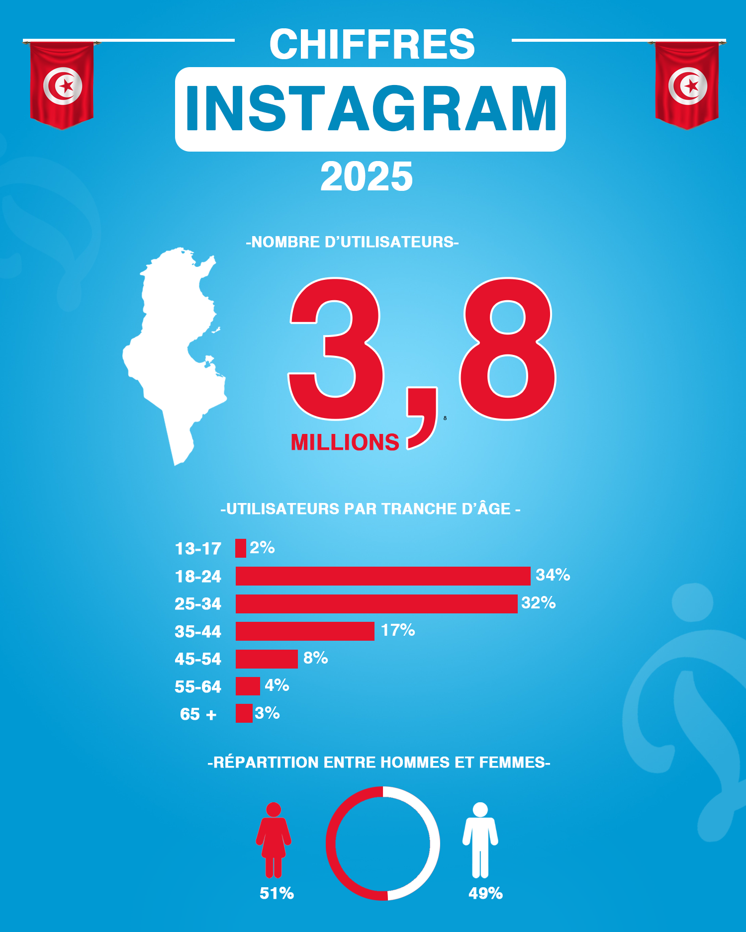 chiffres réseau social Instagram Tunisie 2025