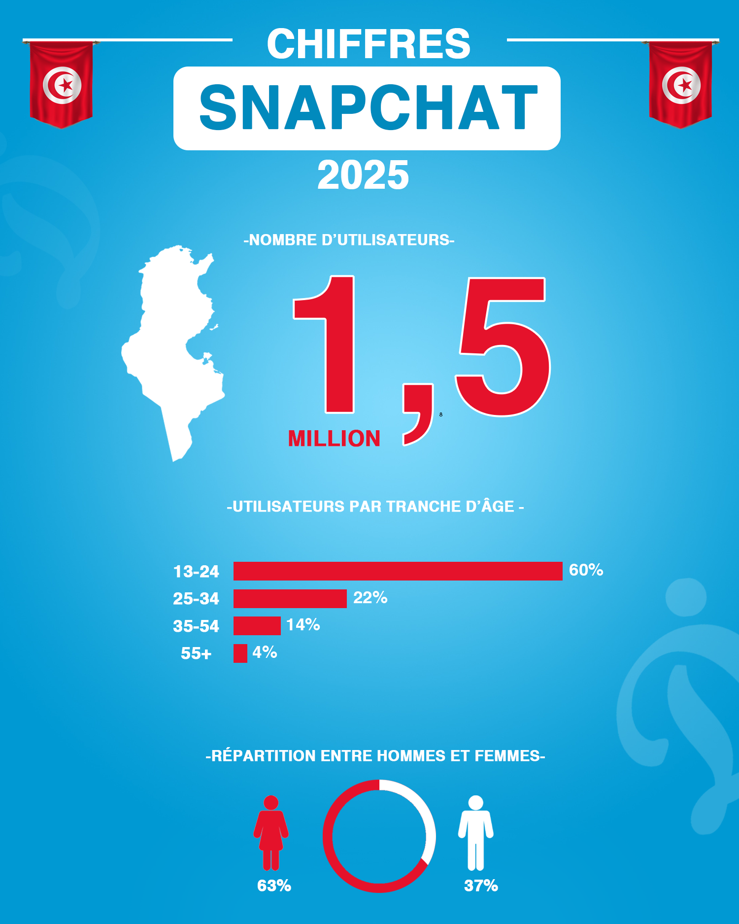 chiffres réseau social Snapchat Tunisie 2025