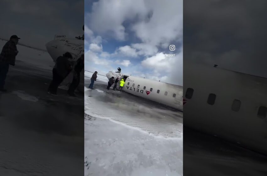  Moment Delta plane crash landed and flipped at Toronto airport