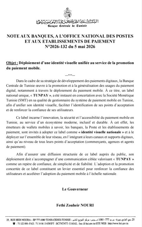 tunpay banque contrale